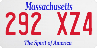 MA license plate 292XZ4