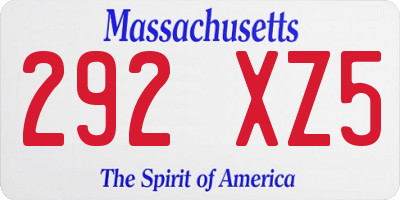 MA license plate 292XZ5