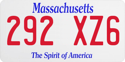 MA license plate 292XZ6