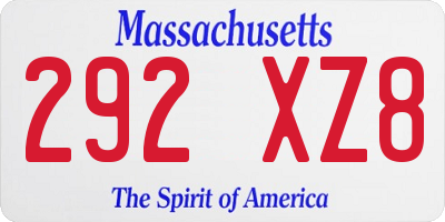 MA license plate 292XZ8