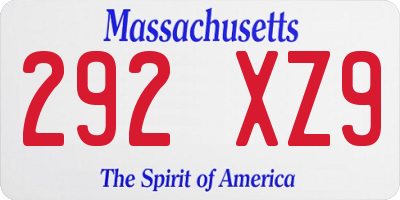 MA license plate 292XZ9