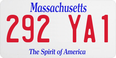 MA license plate 292YA1