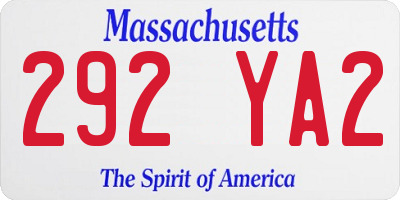 MA license plate 292YA2