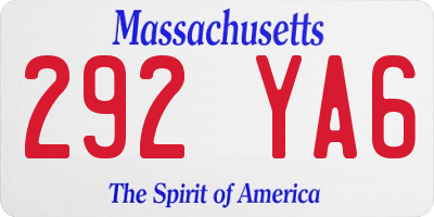 MA license plate 292YA6