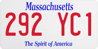 MA license plate 292YC1