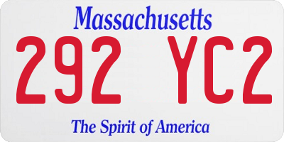 MA license plate 292YC2