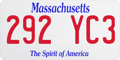 MA license plate 292YC3