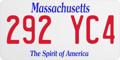 MA license plate 292YC4