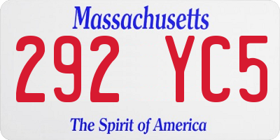 MA license plate 292YC5