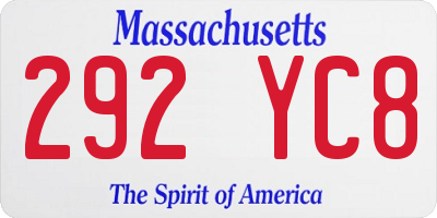 MA license plate 292YC8