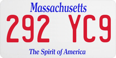 MA license plate 292YC9