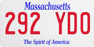 MA license plate 292YD0