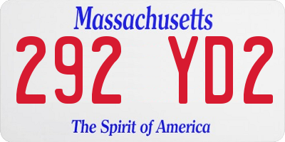 MA license plate 292YD2