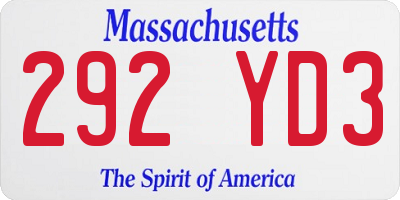 MA license plate 292YD3