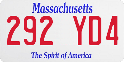 MA license plate 292YD4