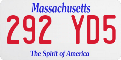 MA license plate 292YD5