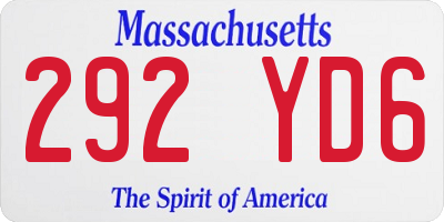 MA license plate 292YD6