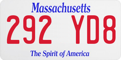 MA license plate 292YD8