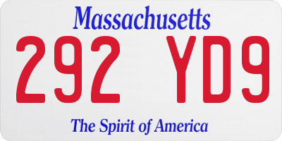 MA license plate 292YD9