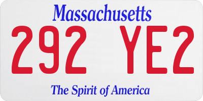 MA license plate 292YE2