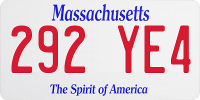 MA license plate 292YE4