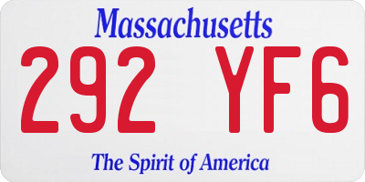MA license plate 292YF6