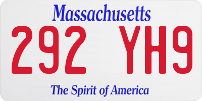 MA license plate 292YH9