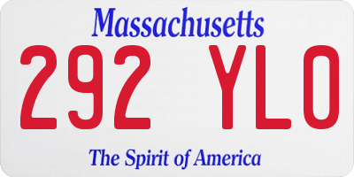 MA license plate 292YL0