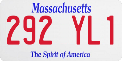 MA license plate 292YL1