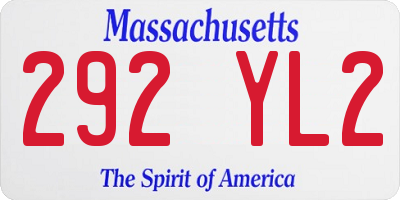 MA license plate 292YL2