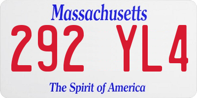 MA license plate 292YL4
