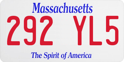 MA license plate 292YL5