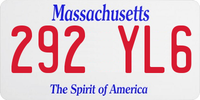 MA license plate 292YL6