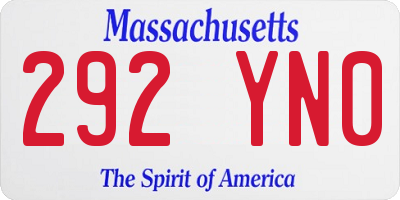 MA license plate 292YN0
