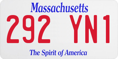 MA license plate 292YN1
