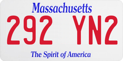 MA license plate 292YN2