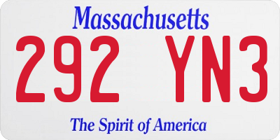 MA license plate 292YN3