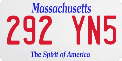 MA license plate 292YN5