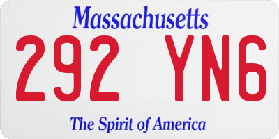 MA license plate 292YN6