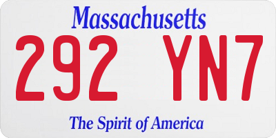 MA license plate 292YN7