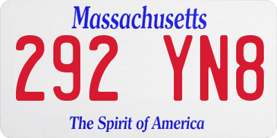 MA license plate 292YN8