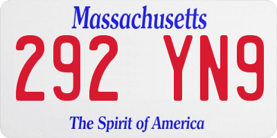 MA license plate 292YN9