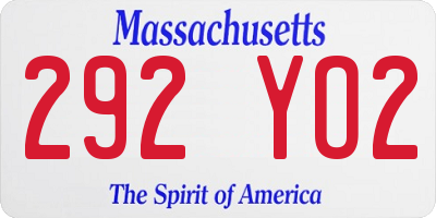 MA license plate 292YO2