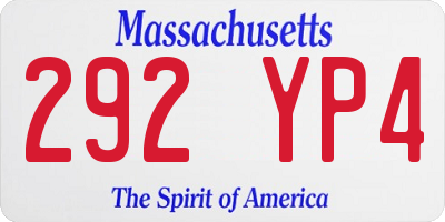 MA license plate 292YP4