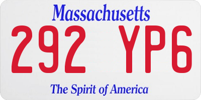 MA license plate 292YP6