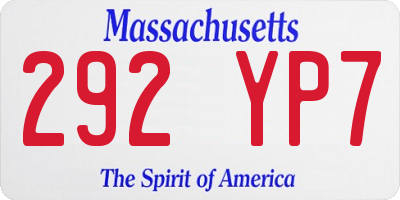 MA license plate 292YP7