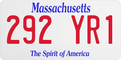 MA license plate 292YR1