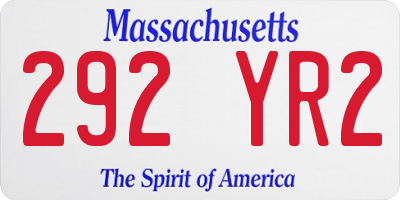 MA license plate 292YR2