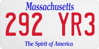 MA license plate 292YR3