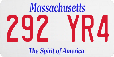 MA license plate 292YR4